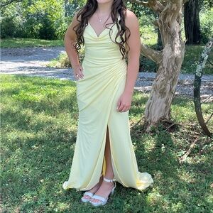 Elegant Yellow Evening Gown